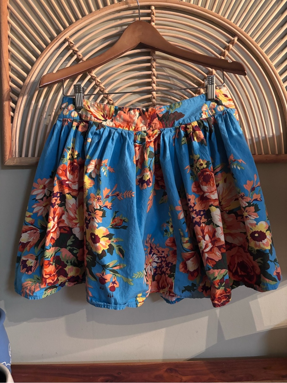 Wet Seal Blue Floral Circle Skirt
